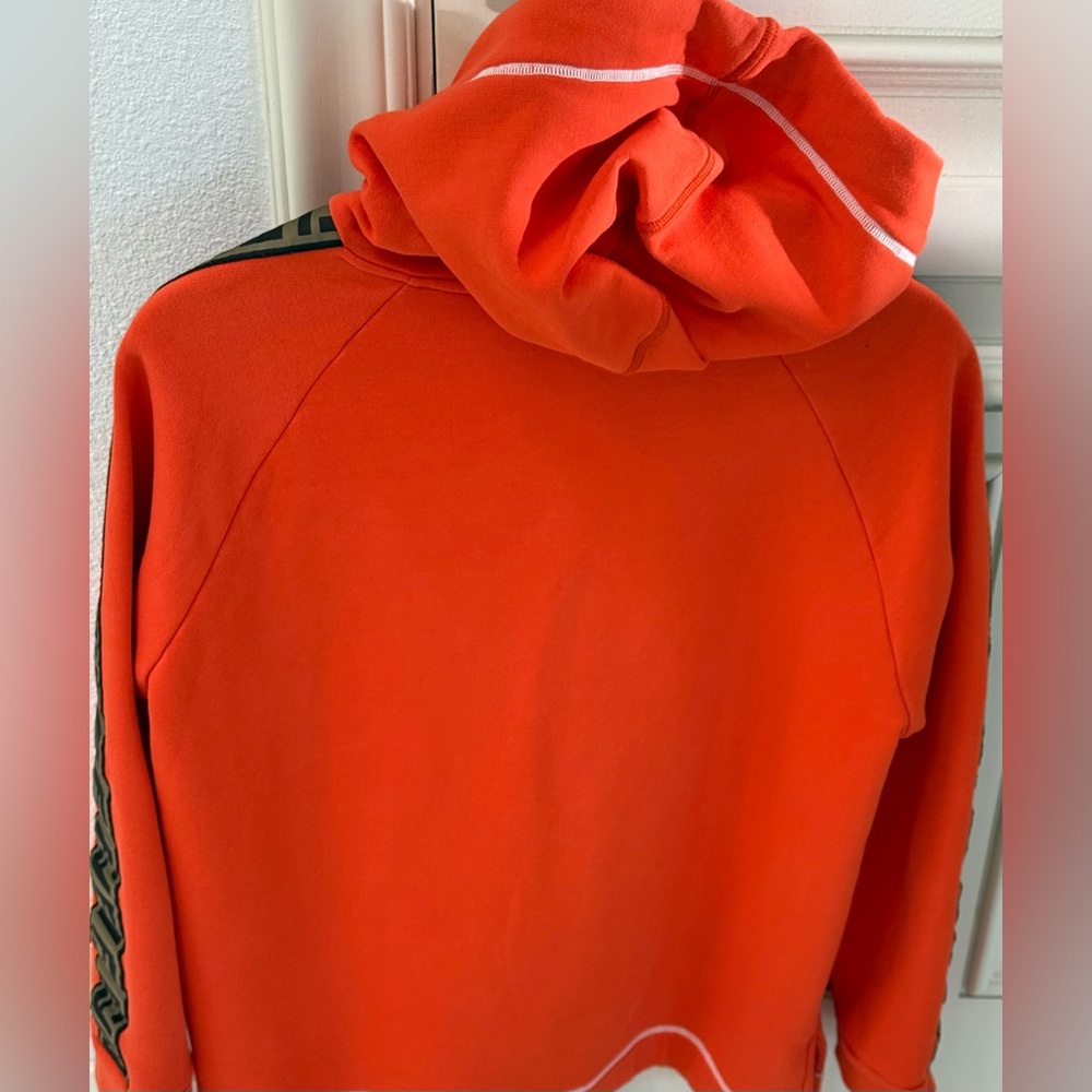 Fendi women orange hoodie with logo on sleeves and front - Picture 2 of 5